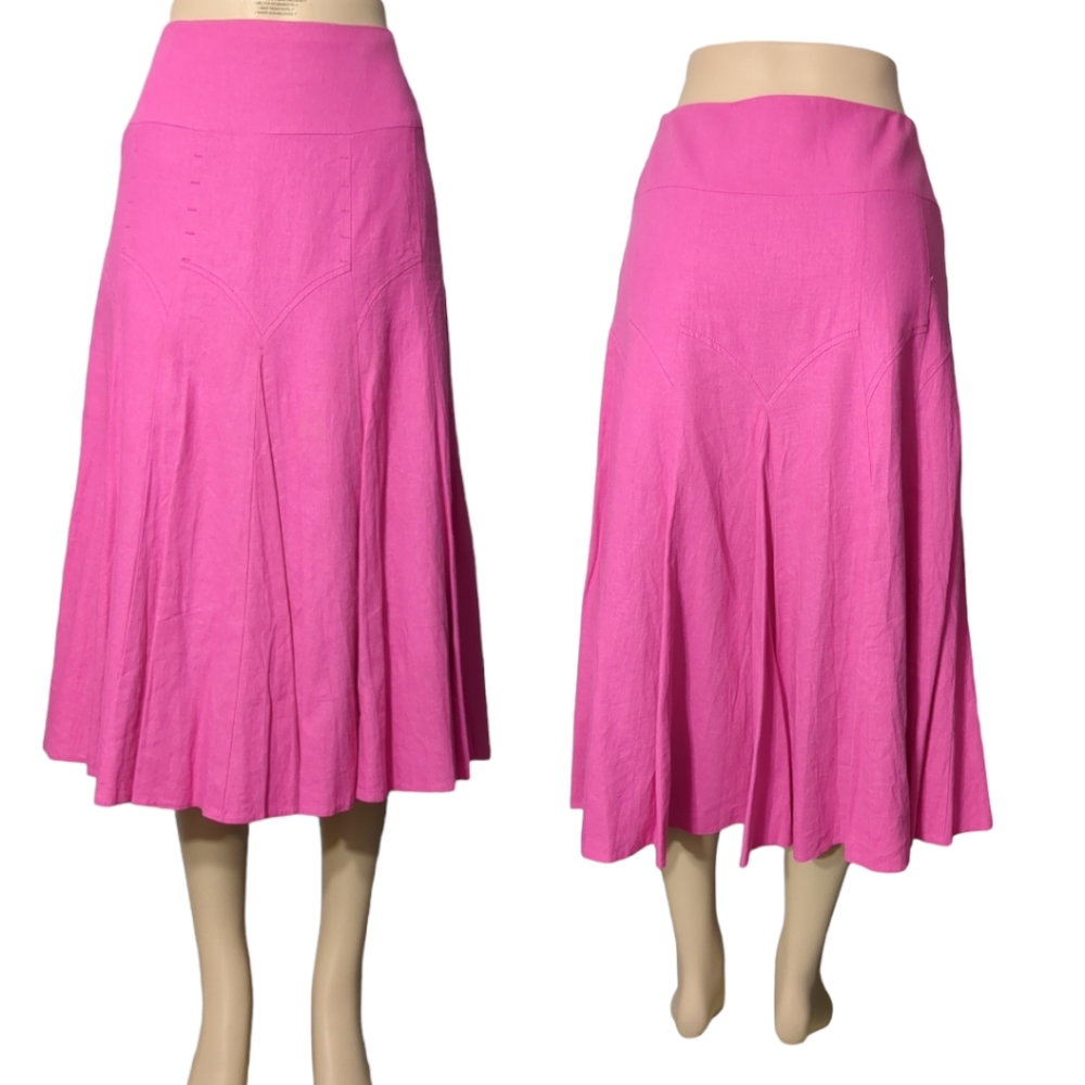 LAURA PETITE Pink Flare Midi Skirt Size 2,.
